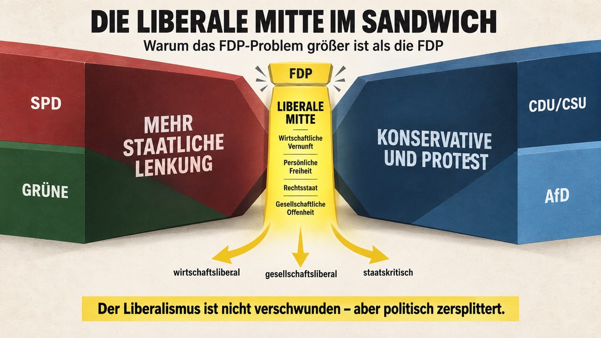 Grafik zur Sandwich-Position der FDP im deutschen Parteiensystem